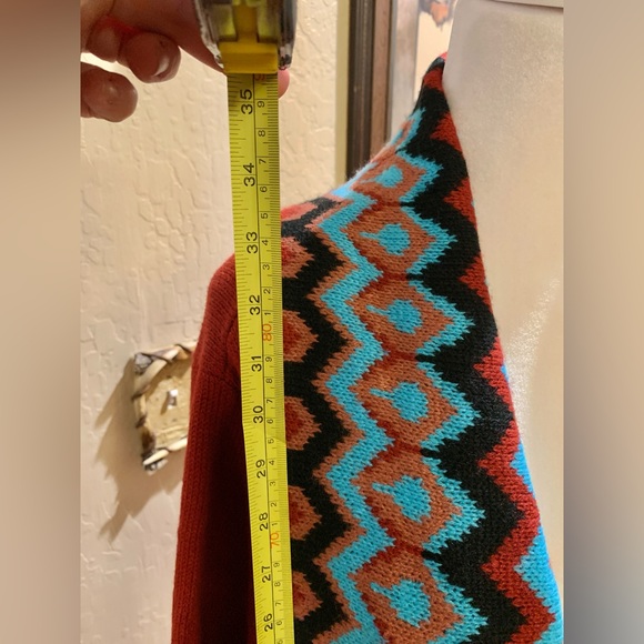 Aztec Boho Cardigan burgandy and turquoise - Picture 4 of 6